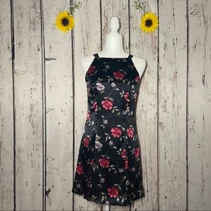 DBY black floral silk zip up size 5 dress
